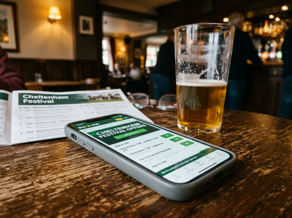 Breakdown of Cheltenham bet-and-get offers with qualifying rules and real token values