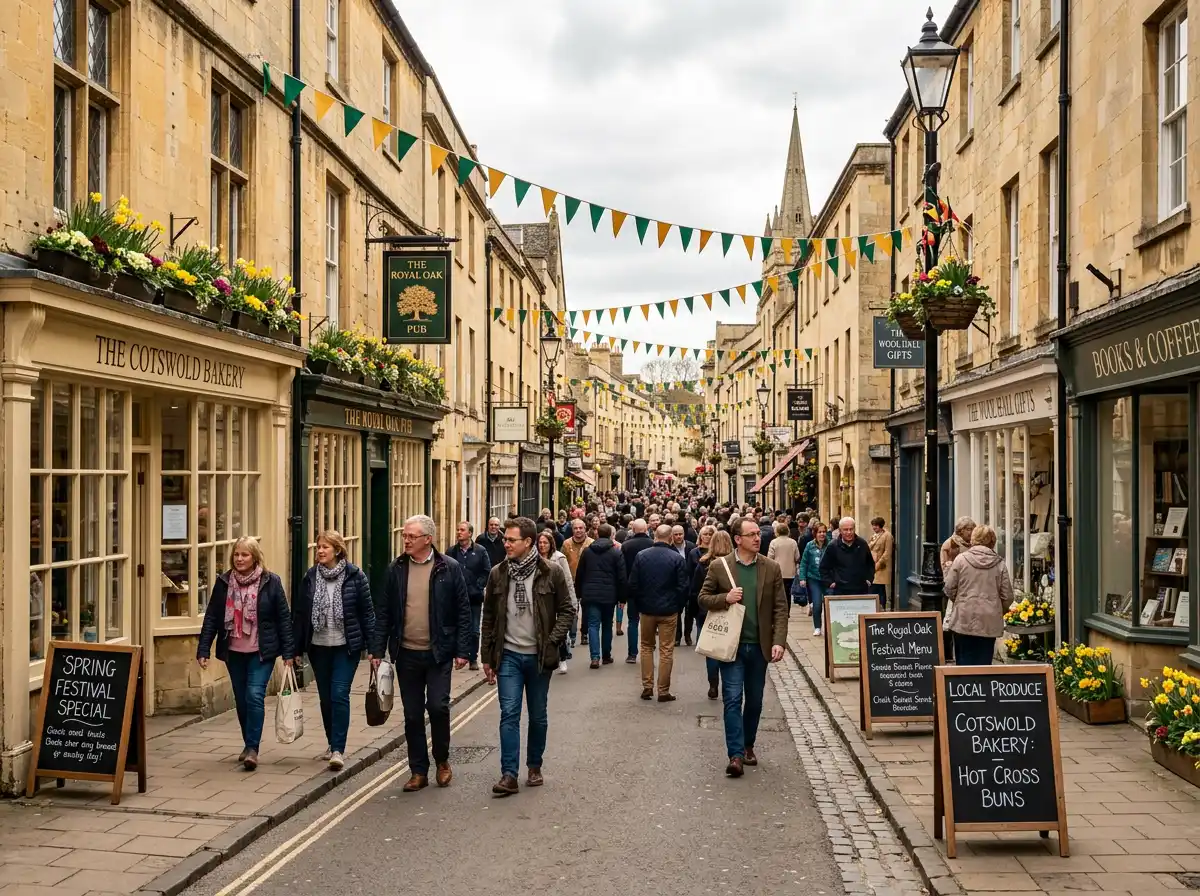 Cheltenham high street busy with Festival visitors during the March racing week